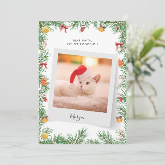 Nice List Funny Pet Cat Foto Custom Weihnachten (Stehend Vorderseite)