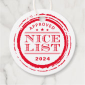 NICE LIST funny Santa approved stamp red Geschenkanhänger (Vorderseite)