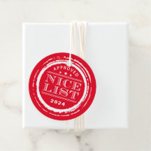 NICE LIST funny Santa approved stamp red