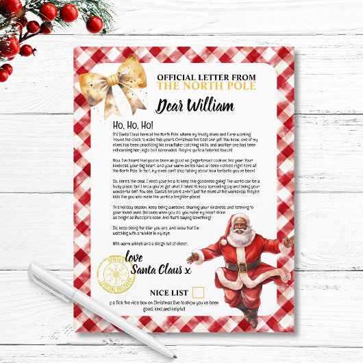 Nice List Letter of Santa Kids Name Holidays