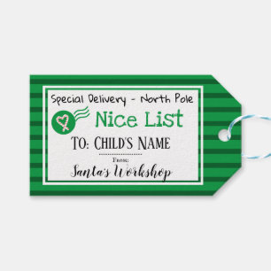 Nice List Personalisiert Santa Message Gift Tag Geschenkanhänger