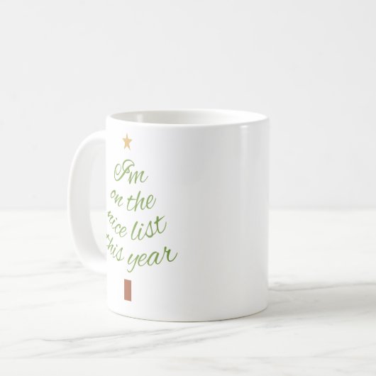 Nice List Weihnachtsbaum Kaffeetasse (Vorderseite Links)