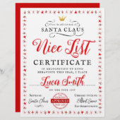 Nice List Weihnachtszertifikat (Vorne/Hinten)
