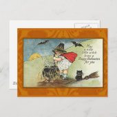 Nice Little Hexenkarte Vintag Halloween Postkarte (Vorne/Hinten)
