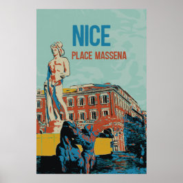 Nice Massena Square Illustration France Poster