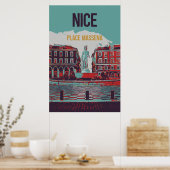 Nice Massena Square Illustration Frankreich Poster (Küche)