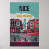 Nice Massena Square Illustration Frankreich Poster (Vorne)