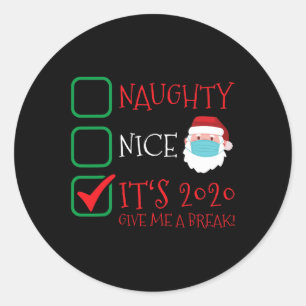 Nice Naughty 2020 Funny Christmas Pajama für Famil Runder Aufkleber