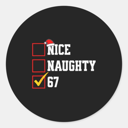 Nice Naughty 67 Christmas Six Seven Xmas Costume M Runder Aufkleber (Vorderseite)