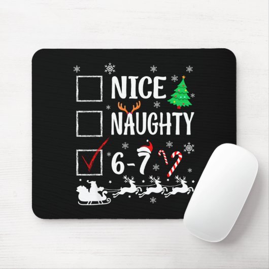 Nice Naughty 67 Funny Christmas Brainrot Six Seven Mousepad (Mit Mouse)