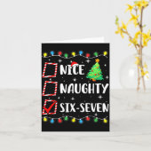 Nice Naughty 67 Six Seven Funny Christmas 6 7 Meme Karte (Gelbe Blume)