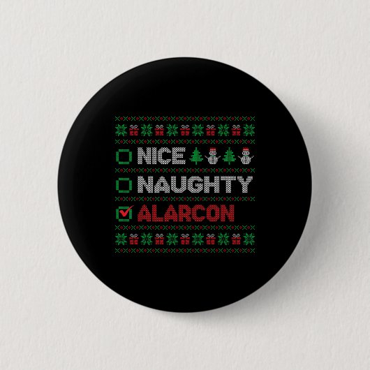 Nice Naughty ALARCON Weihnachtsliste Ugy Button (Vorderseite)