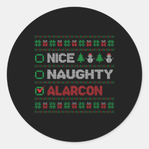 Nice Naughty Alarcon Weihnachtsliste Ugy Runder Aufkleber