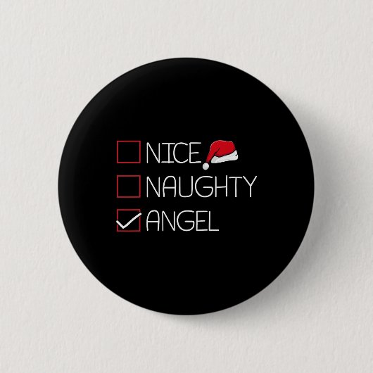 Nice Naughty Angel Christmas Pajama Funny Spaß X- Button (Vorderseite)