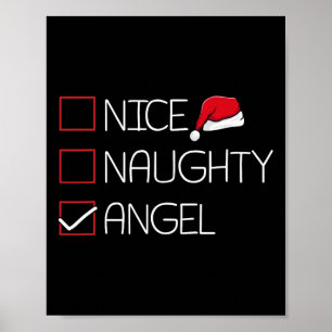 Nice Naughty Angel Christmas Pajama Funny Spaß X- Poster