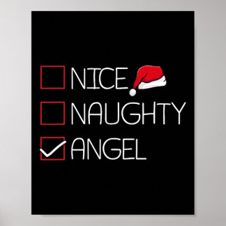 Nice Naughty Angel Christmas Pajama Funny Spaß X- Poster