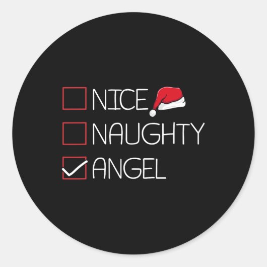Nice Naughty Angel Christmas Pajama Funny Spaß X- Runder Aufkleber (Vorderseite)
