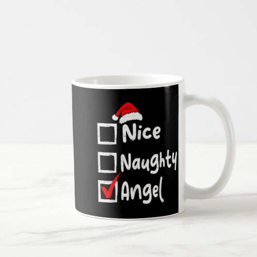 Nice Naughty Angel Funny Christmas List Family Mat Kaffeetasse (Rechts)