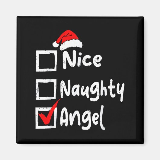 Nice Naughty Angel Funny Christmas List Family Mat Magnet (Vorne)