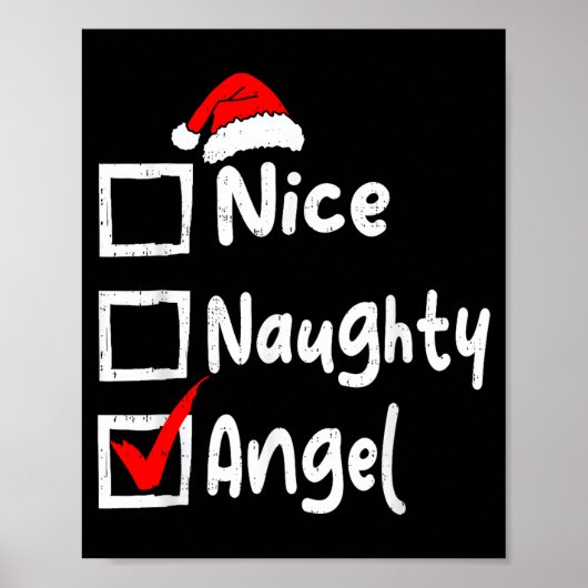 Nice Naughty Angel Funny Christmas List Family Mat Poster (Vorne)