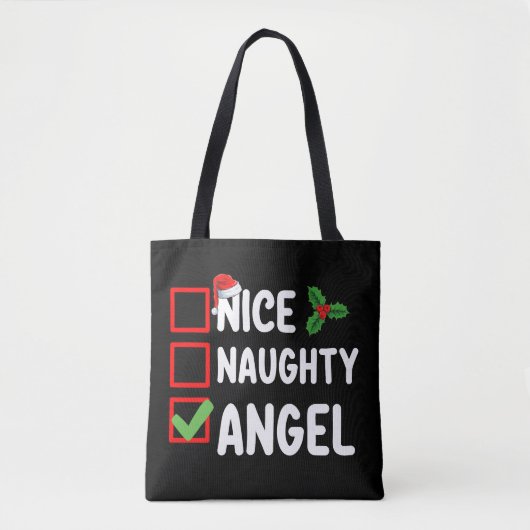 Nice Naughty Angel Weihnachtsfamilie Tasche (Vorderseite)
