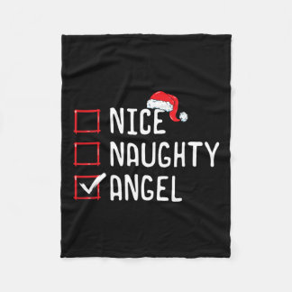 Nice Naughty Angel Weihnachtsliste Fleecedecke