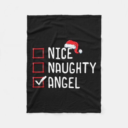 Nice Naughty Angel Weihnachtsliste Fleecedecke (Vorderseite)