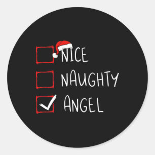 Nice Naughty Angel Weihnachtsliste Weihnachten Wei Runder Aufkleber