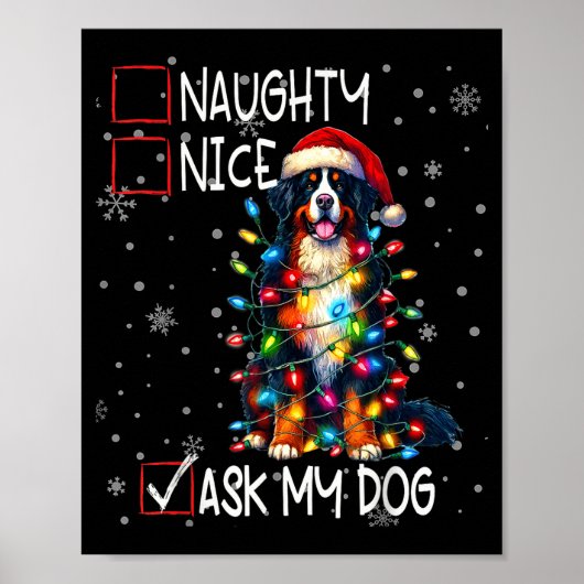 Nice Naughty Ask My Dog Christmas List Xmas Poster (Vorne)