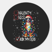 Nice Naughty Ask My Dog Christmas List Xmas Runder Aufkleber (Vorderseite)