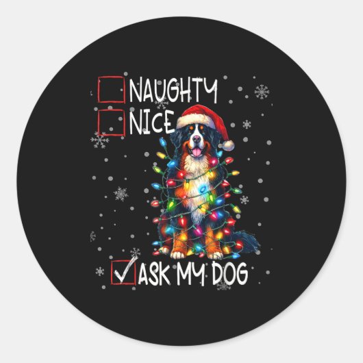 Nice Naughty Ask My Dog Christmas List Xmas  Runder Aufkleber (Vorderseite)