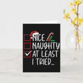 Nice Naughty At Least I Tried Christmas List Santa Karte (Gelbe Blume)