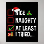 Nice Naughty At Least I Tried Shirt Funny Christma Poster (Vorne)
