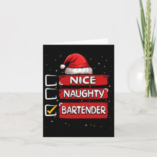 Nice Naughty Barkeeper Weihnachtsliste Weihnachtsm Karte (Vorderseite)