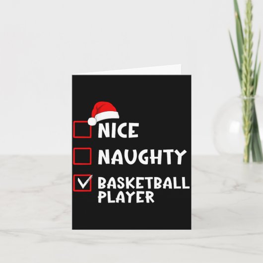 Nice Naughty Basketball Player Funny Christmas Lis Karte (Vorderseite)