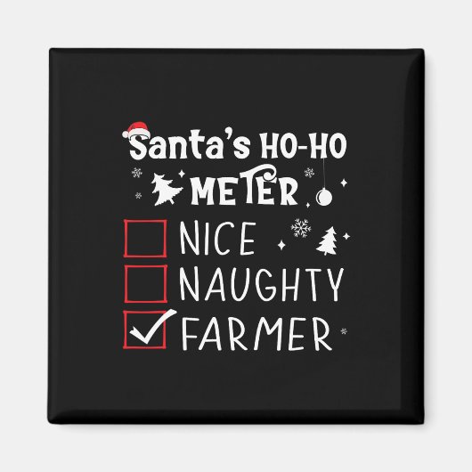 Nice Naughty Bauer Weihnachtsliste Weihnachtsmann Magnet (Vorne)