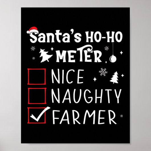 Nice Naughty Bauer Weihnachtsliste Weihnachtsmann Poster (Vorne)