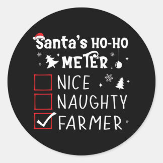 Nice Naughty Bauer Weihnachtsliste Weihnachtsmann  Runder Aufkleber