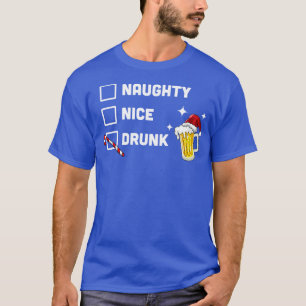 Nice Naughty Betrunkenen Karo Weihnachtsbär Funny  T-Shirt