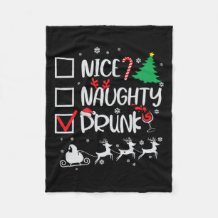 Nice Naughty Betrunkener Karo Funny Christmas Fleecedecke