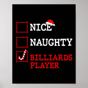 Nice Naughty Billiards Spieler Weihnachten Santa C Poster