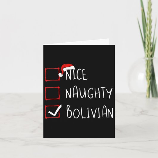 Nice Naughty Bolivian Christmas Bolivia Roots Heri Karte (Vorderseite)