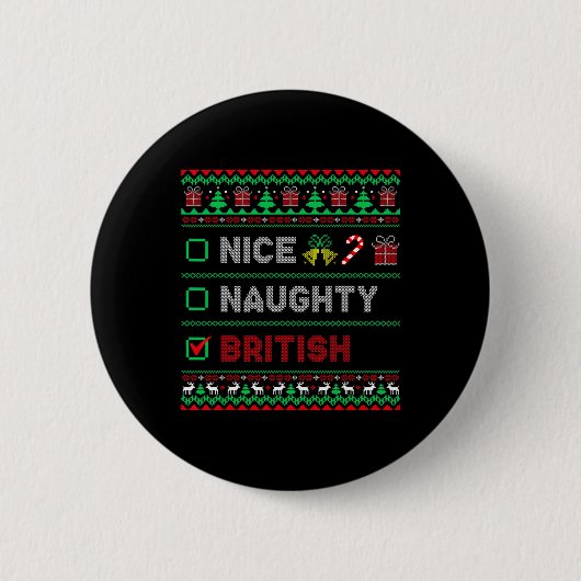 Nice Naughty British Christmas Checklist England Button (Vorderseite)