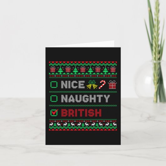 Nice Naughty British Christmas Checklist England Karte (Vorderseite)