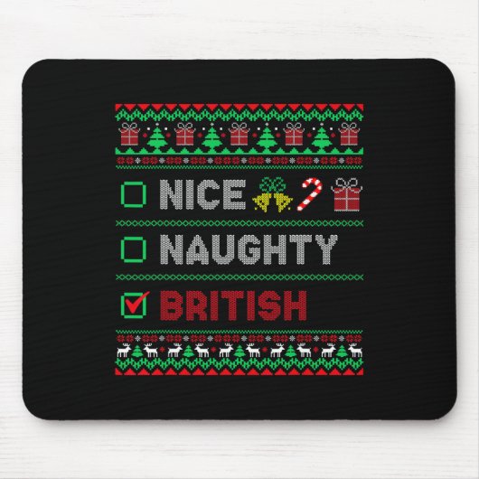 Nice Naughty British Christmas Checklist England Mousepad (Vorne)
