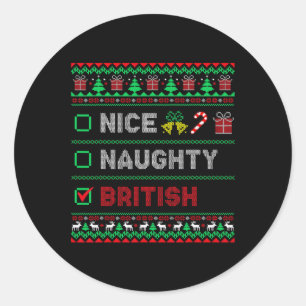 Nice Naughty British Christmas Checklist England Runder Aufkleber