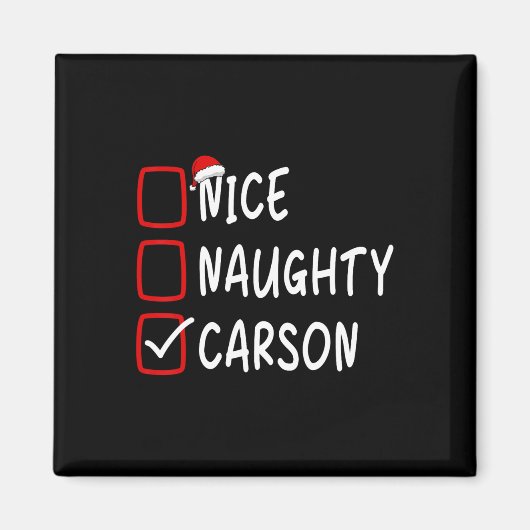 Nice Naughty Carson Personalisiert Name Christmas Magnet (Vorne)