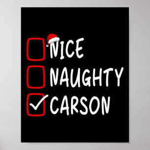 Nice Naughty Carson Personalisiert Name Christmas Poster