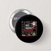 Nice Naughty Cashier Funny Christmas Weihnachtsman Button (Vorne & Hinten)