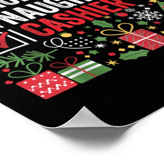Nice Naughty Cashier Funny Christmas Weihnachtsman Poster (Ecke)